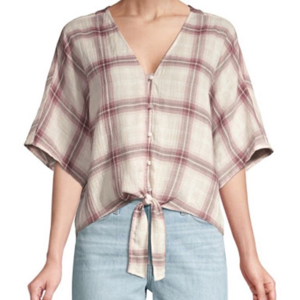 Paige Plaid Tie Front Shirt